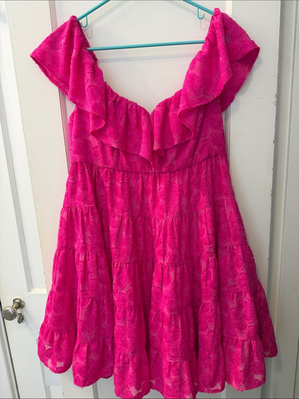 Lilly Pulitzer Emie Hot Pink Ruffled Tiered Dress